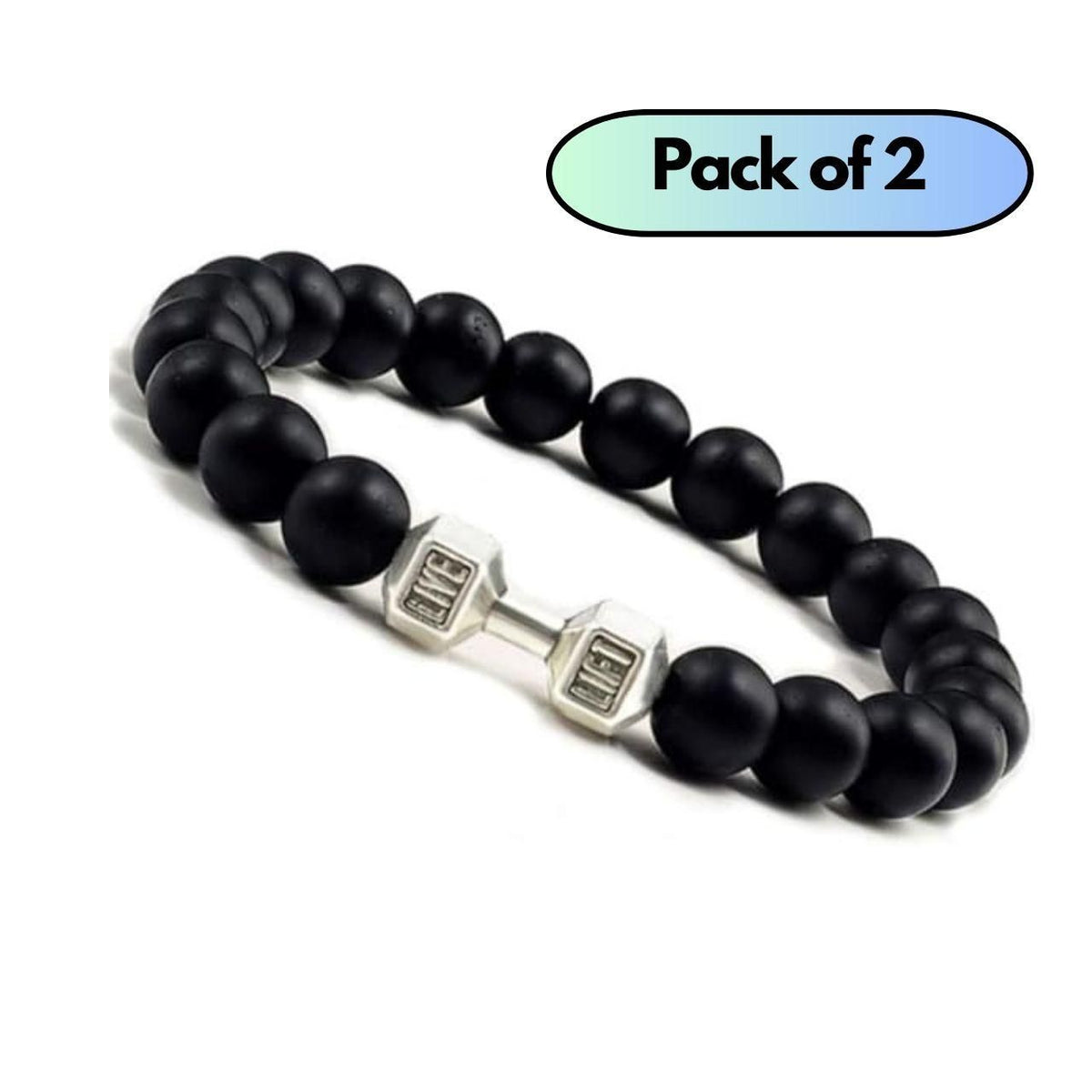 Black Matte Agate Onyx Beads Bracelet Pack of 2