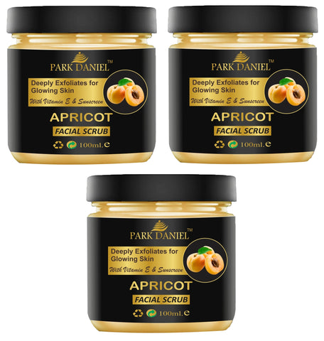 Park Daniel Apricoat Extract Facial Scrub | Face Scrubber | Body Scrub for Blackheads Removal | Instant Glowing | Skin Firming Pack of 3 of 100 ml(300 ml)