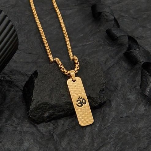 Genuine OM Necklace for Men with Premium 24K Gold plating.