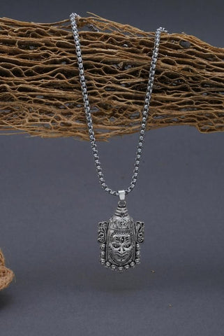 Silver Mahakal Pendant WIth Chain