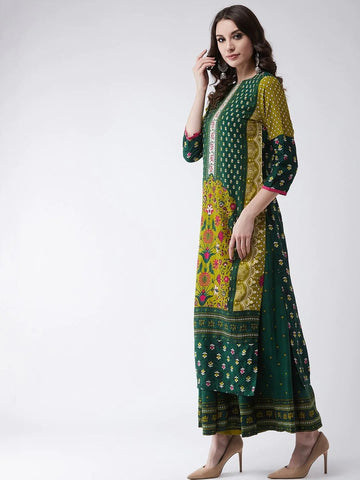 PANNKH Mughal Straight Kurta With Crew Neck