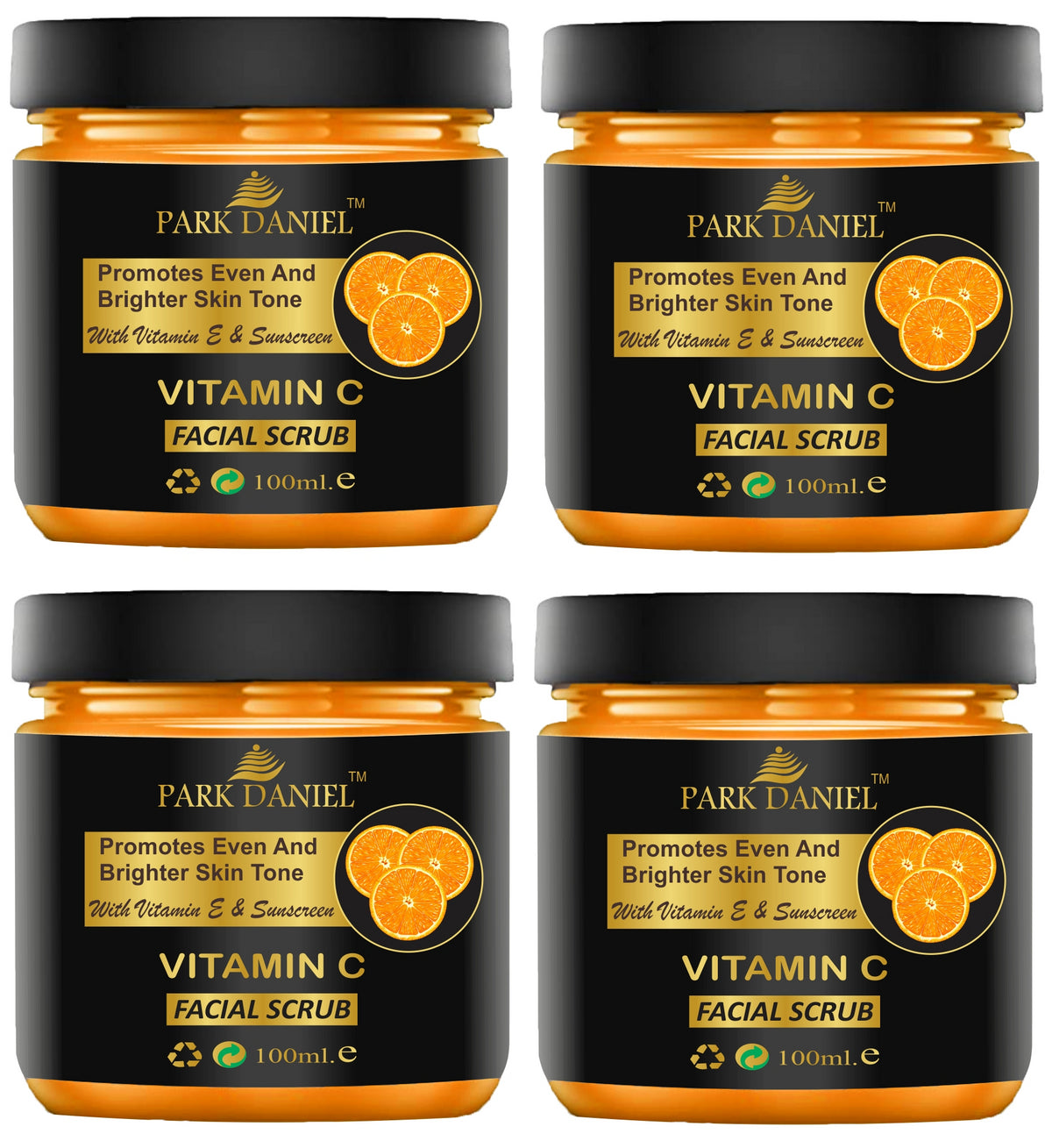 Park Daniel Premium Vitamin-C Extract Facial Scrub | Face Scrubber | Body Scrub for Blackheads Removal | Instant Glowing | Skin Firming Pack of 4 of 100 ml (400 ml)