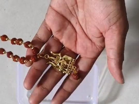 Rudraksha Mala with Mahakal and Trishul Pendant